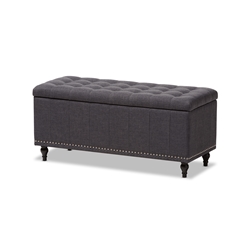 Baxton Studio Kaylee Modern Classic Dark Grey Fabric Upholstered Button-Tufting Storage Ottoman Bench